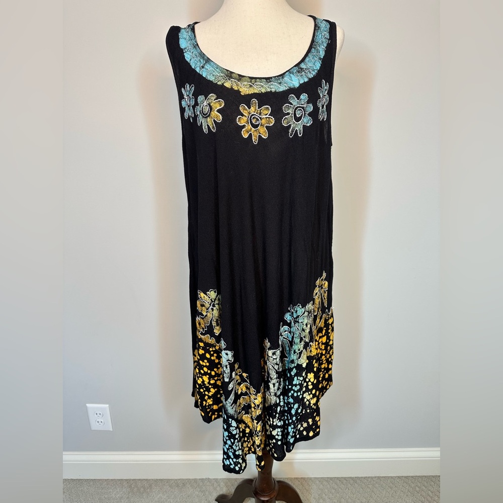 One Size InGear Resort umbrella dress swim cover up black tie die flower